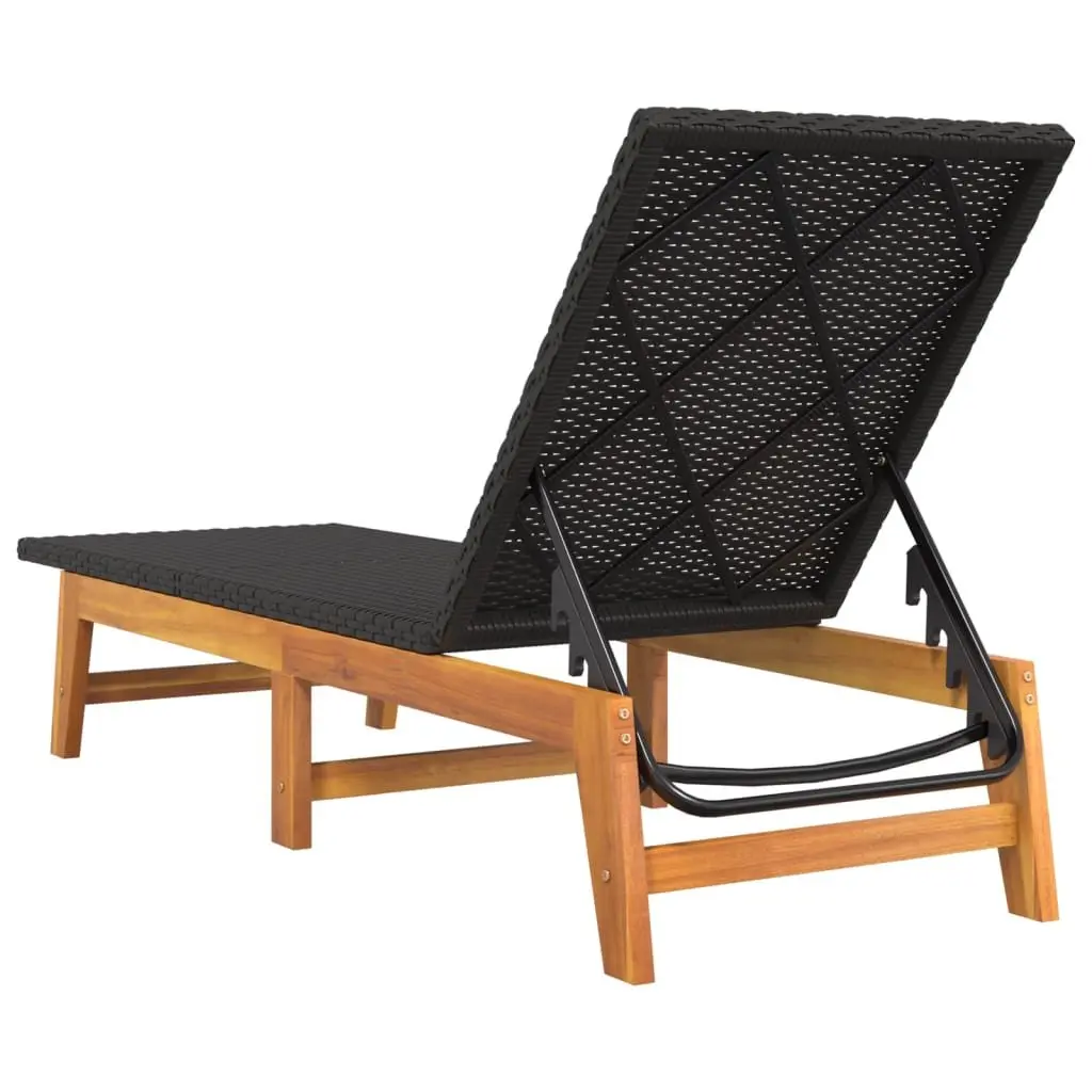 Sun Lounger Black Reclining Chair Garden Patio Pool Lounger Adjustable Backrest