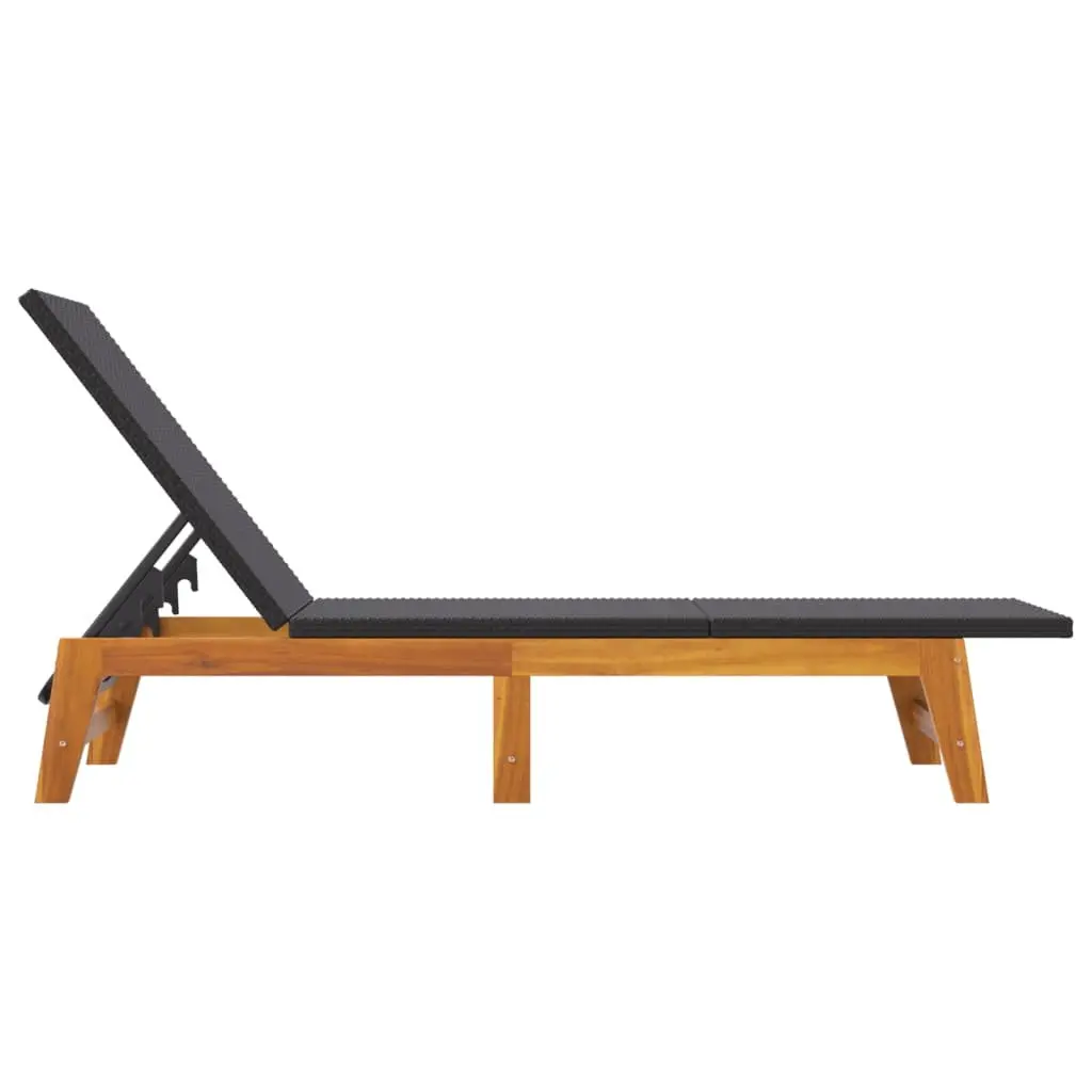 Sun Lounger Black Reclining Chair Garden Patio Pool Lounger Adjustable Backrest