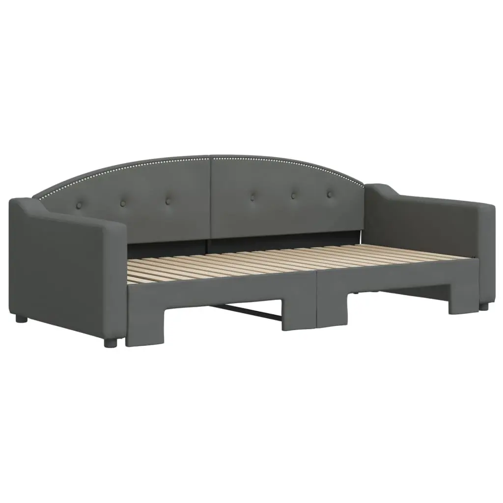 Convertible Daybed Grey 90x190cm Trundle Sofa Bed for Guest Sleeping