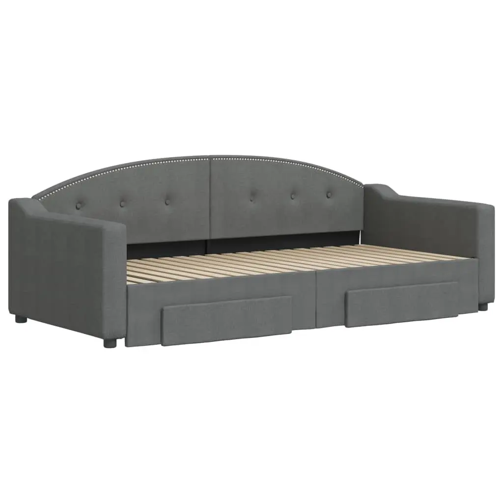 Daybed with Trundle and Storage Drawers Grey 90x190 cm