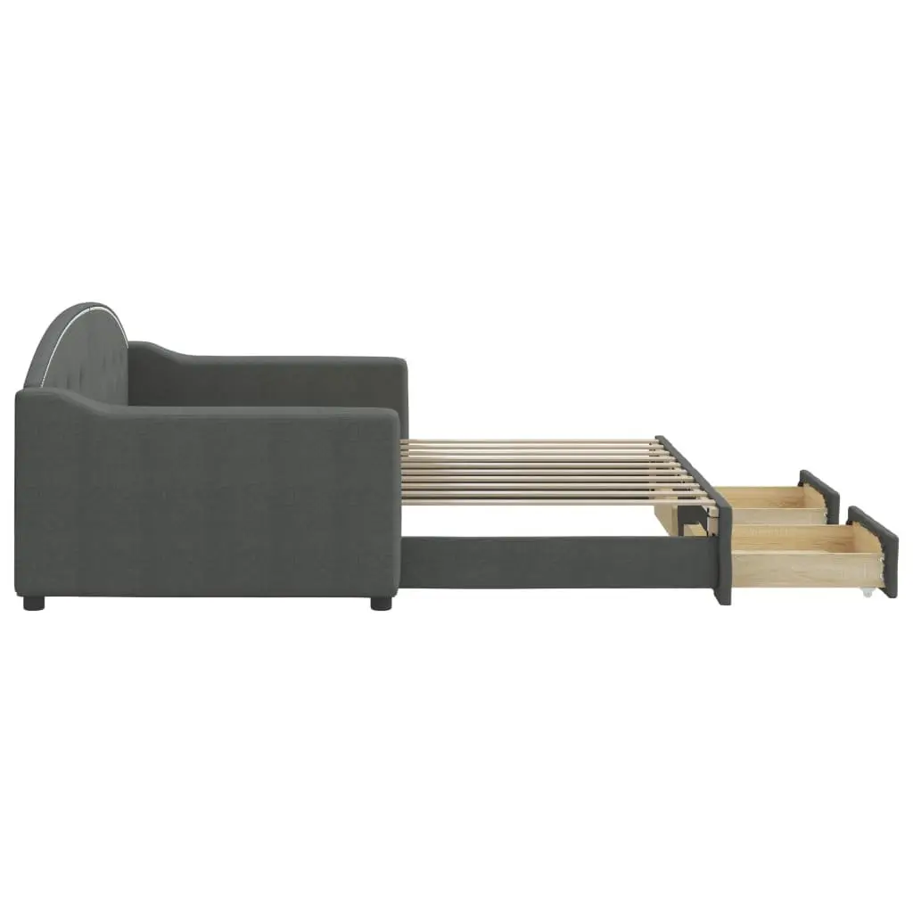 Daybed with Trundle and Storage Drawers Grey 90x190 cm