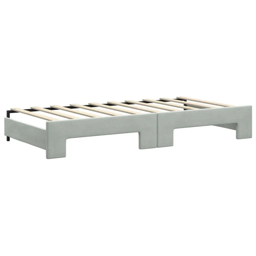 Daybed with Trundle and Storage Drawers Grey 90x190 cm Sofa Bed Frame