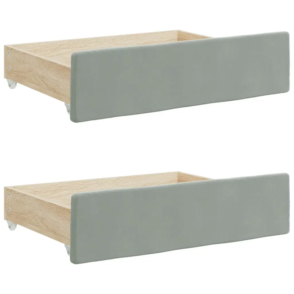 Daybed with Trundle and Storage Drawers Grey 90x190 cm Sofa Bed Frame