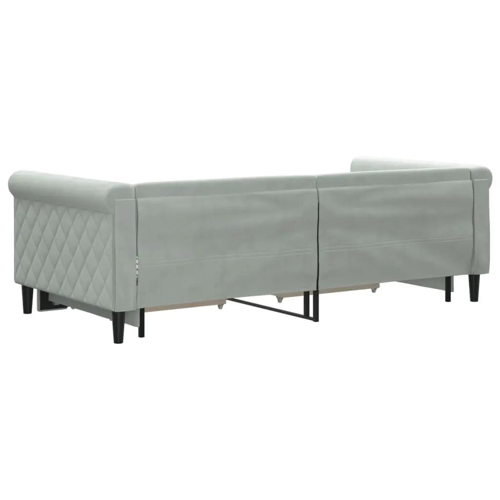 Daybed with Trundle and Storage Drawers Grey 90x190 cm Sofa Bed Frame