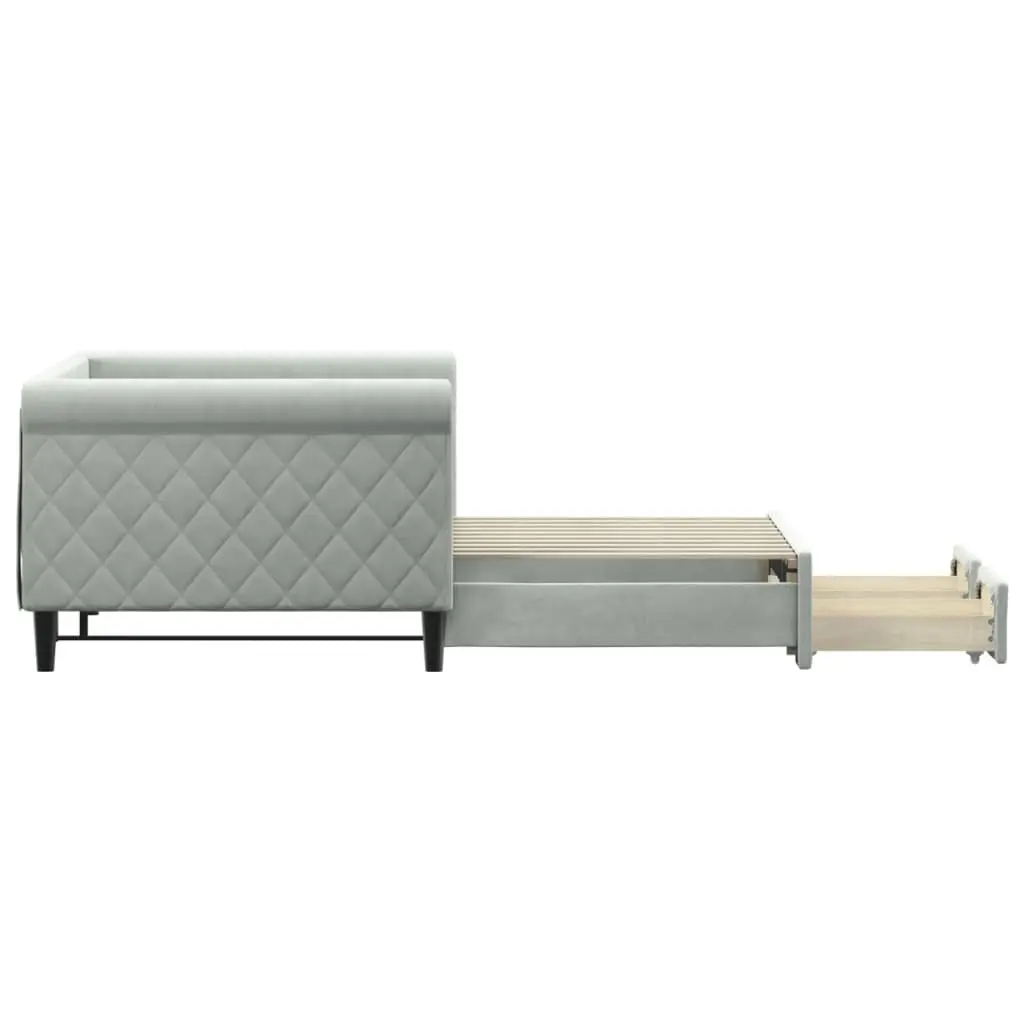 Daybed with Trundle and Storage Drawers Grey 90x190 cm Sofa Bed Frame