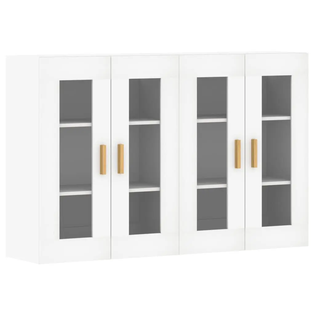 Wall Mounted Storage Cabinets 2 pcs White Glass Door Hanging Organiser