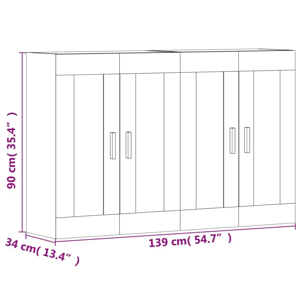 Wall Mounted Storage Cabinets 2 pcs White Glass Door Hanging Organiser