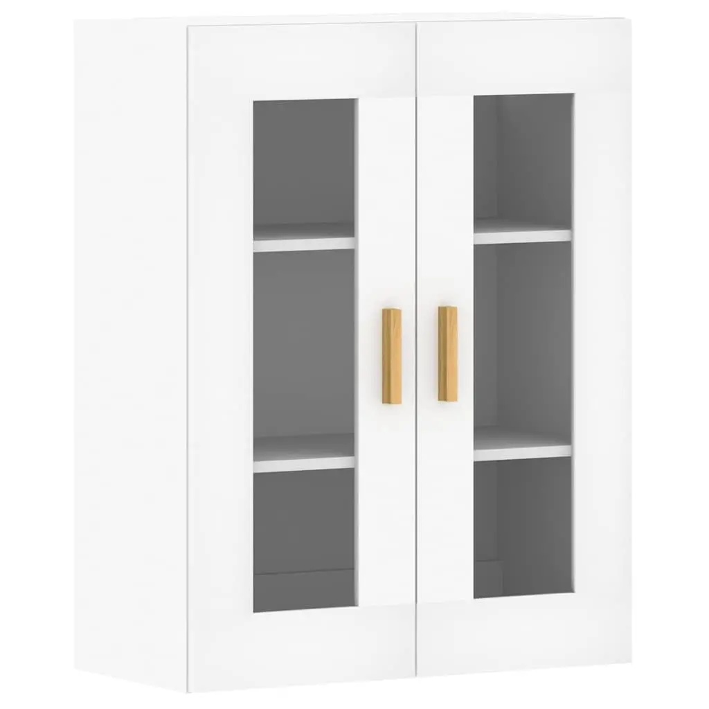 Wall Mounted Storage Cabinets 2 pcs White Glass Door Hanging Organiser