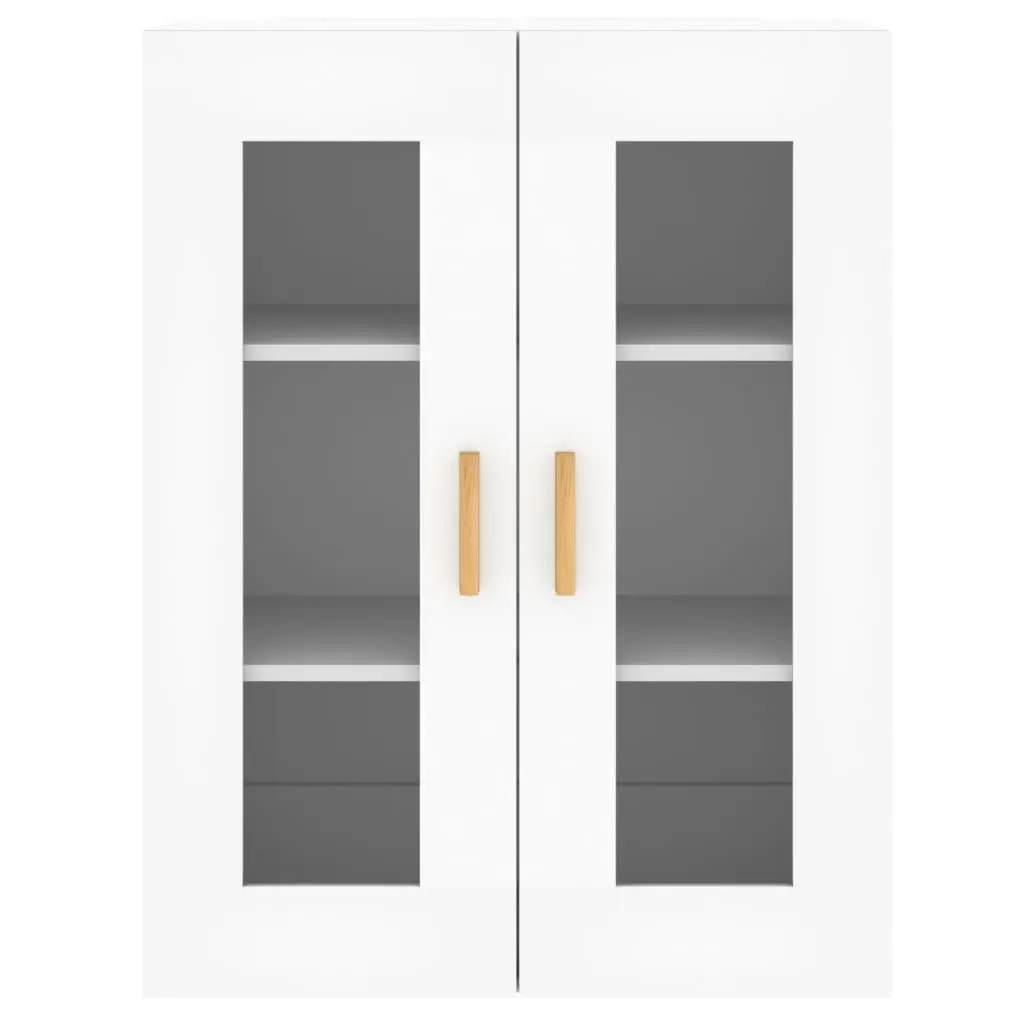 Wall Mounted Storage Cabinets 2 pcs White Glass Door Hanging Organiser