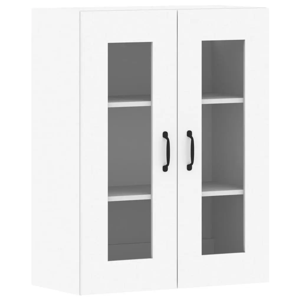 Wall Mounted Storage Cabinets Glass Door White 2 Piece