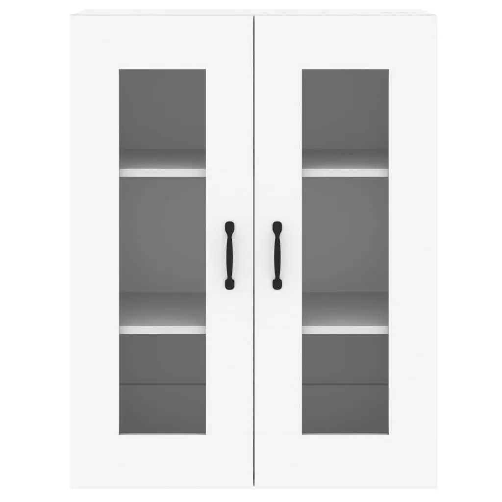 Wall Mounted Storage Cabinets Glass Door White 2 Piece