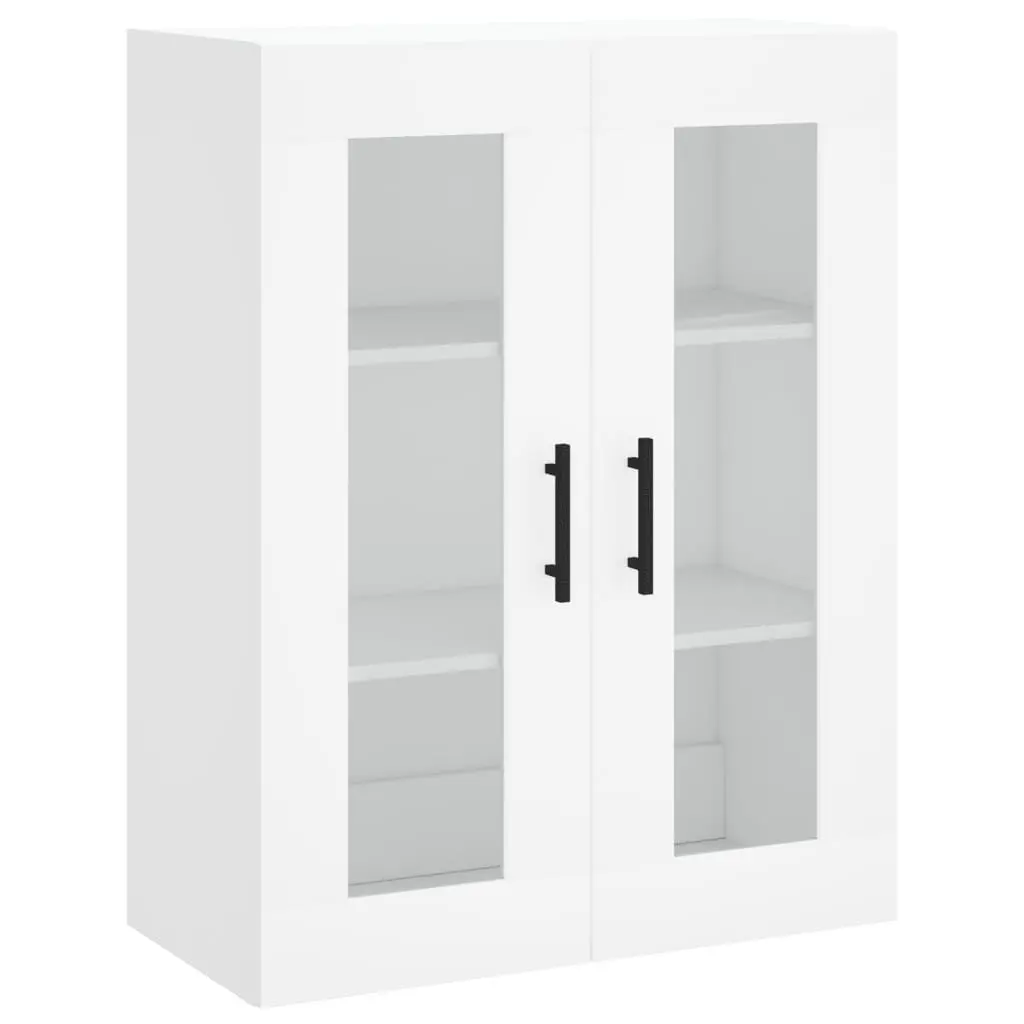 Wall Mounted Storage Cabinets White Glass Door 2 Piece