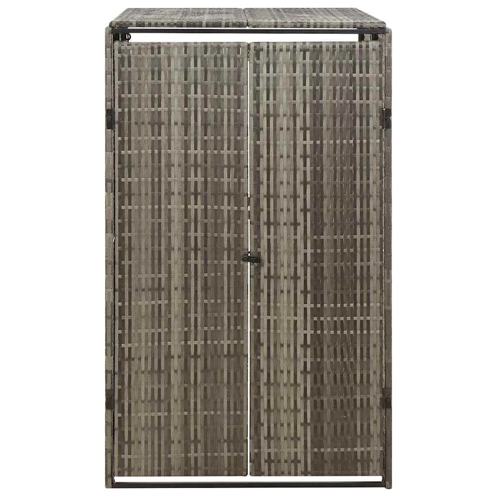 Single Wheelie Bin Shed Garden Storage Grey 70x80x117cm Outdoor Rattan Enclosure
