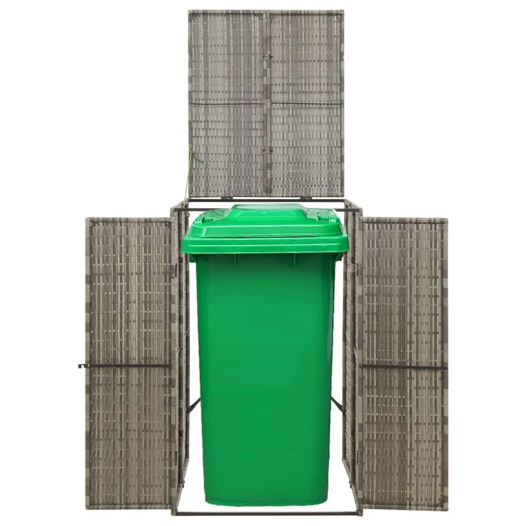 Single Wheelie Bin Shed Garden Storage Grey 70x80x117cm Outdoor Rattan Enclosure
