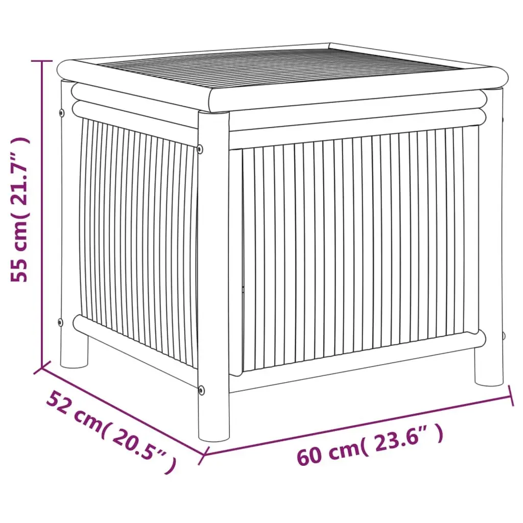 Bamboo Storage Box Outdoor Garden Chest Bench Brown 60x52x55cm