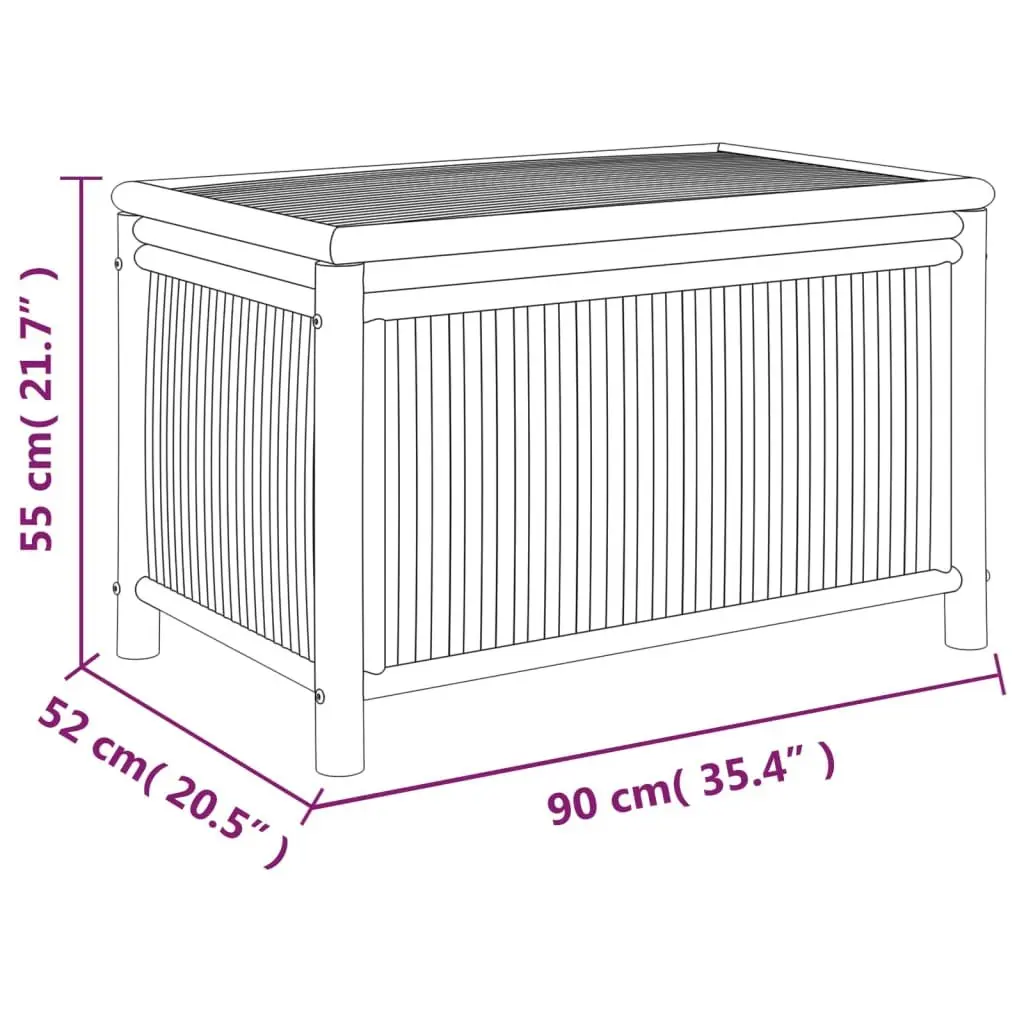Bamboo Garden Storage Bench 90x52x55cm Outdoor Chest Brown