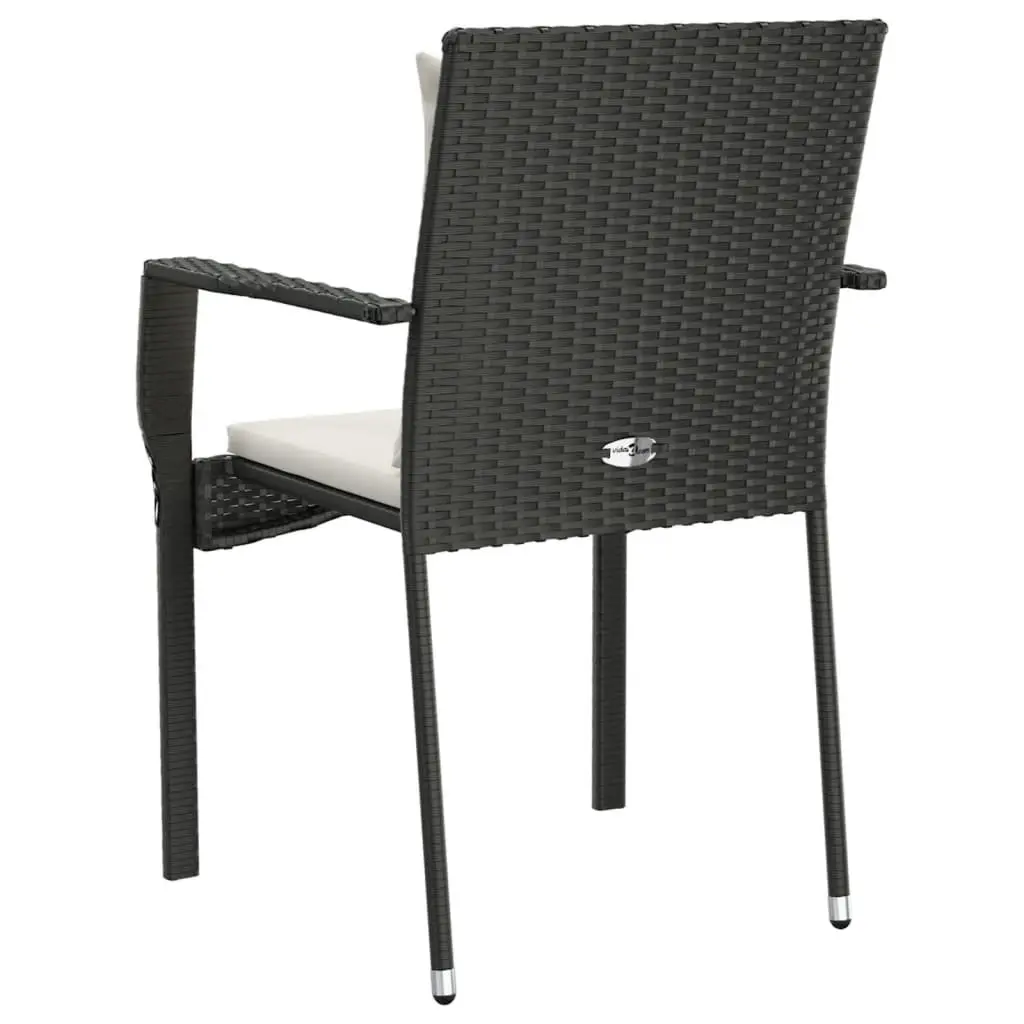 Outdoor Patio Chairs Set 4 Cushioned Black Poly Rattan Weather Resistant