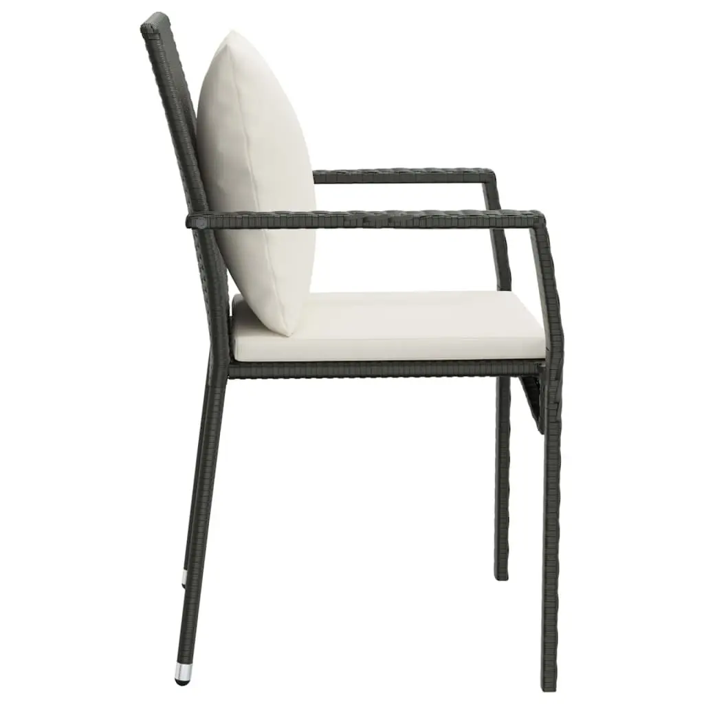 Outdoor Patio Chairs Set 4 Cushioned Black Poly Rattan Weather Resistant