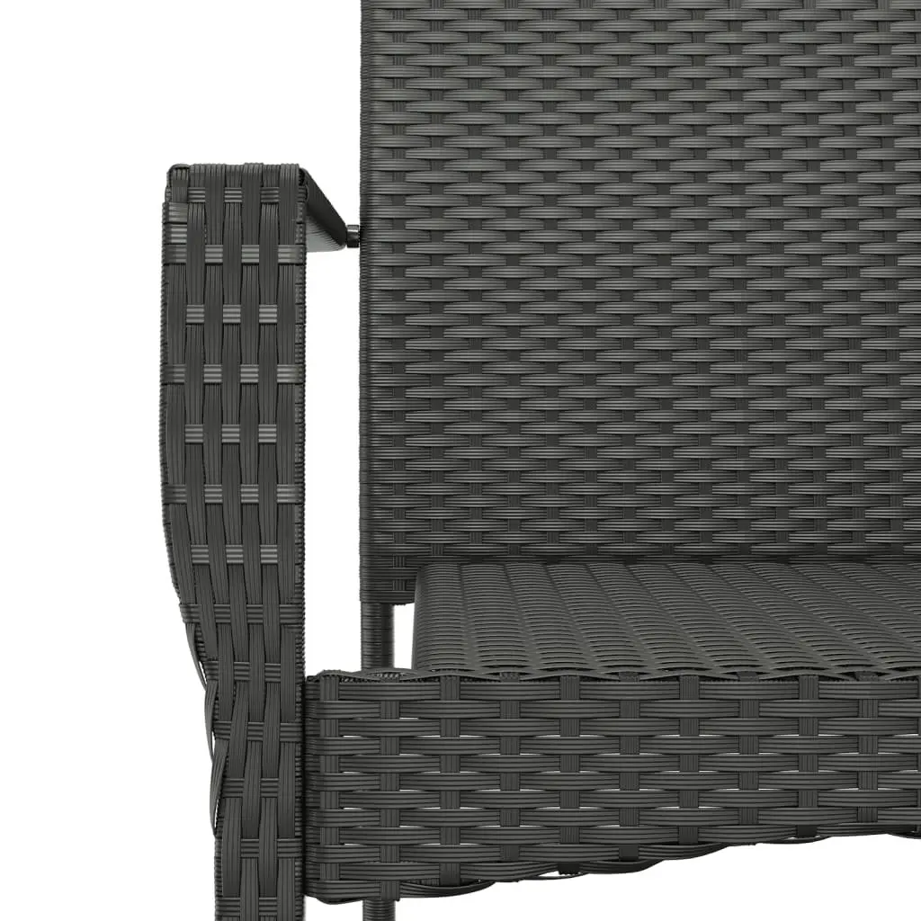 Outdoor Patio Chairs Set 4 Cushioned Black Poly Rattan Weather Resistant