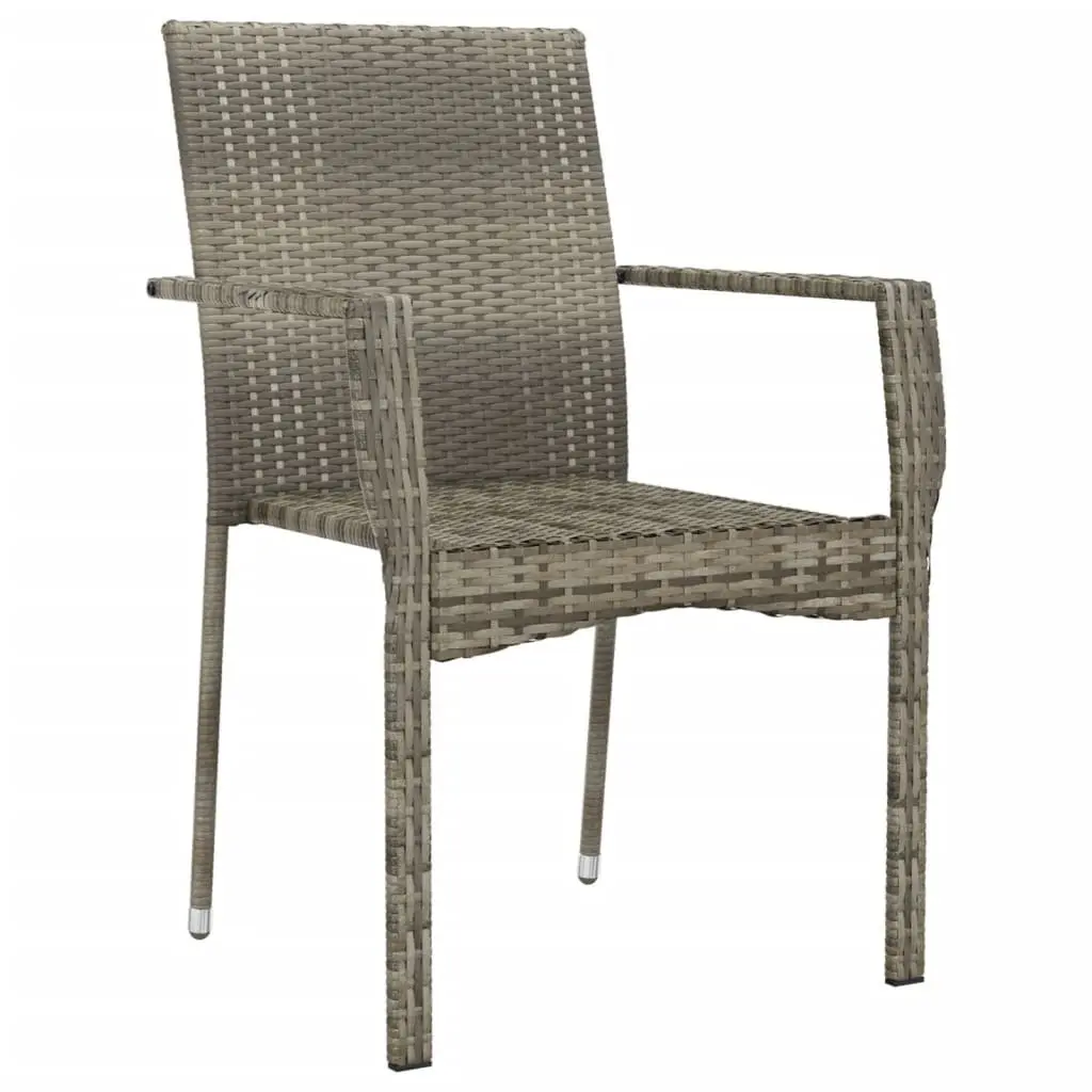 Outdoor Garden Chairs Set 4 Pieces Grey Poly Rattan with Cushions Patio Seating