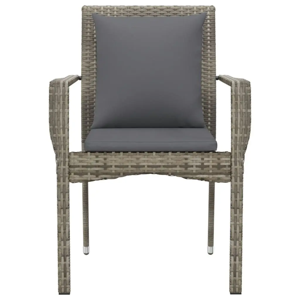 Outdoor Garden Chairs Set 4 Pieces Grey Poly Rattan with Cushions Patio Seating