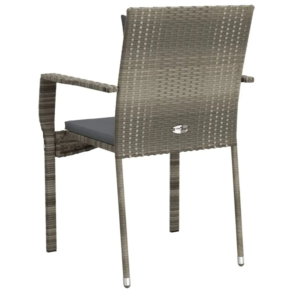 Outdoor Garden Chairs Set 4 Pieces Grey Poly Rattan with Cushions Patio Seating