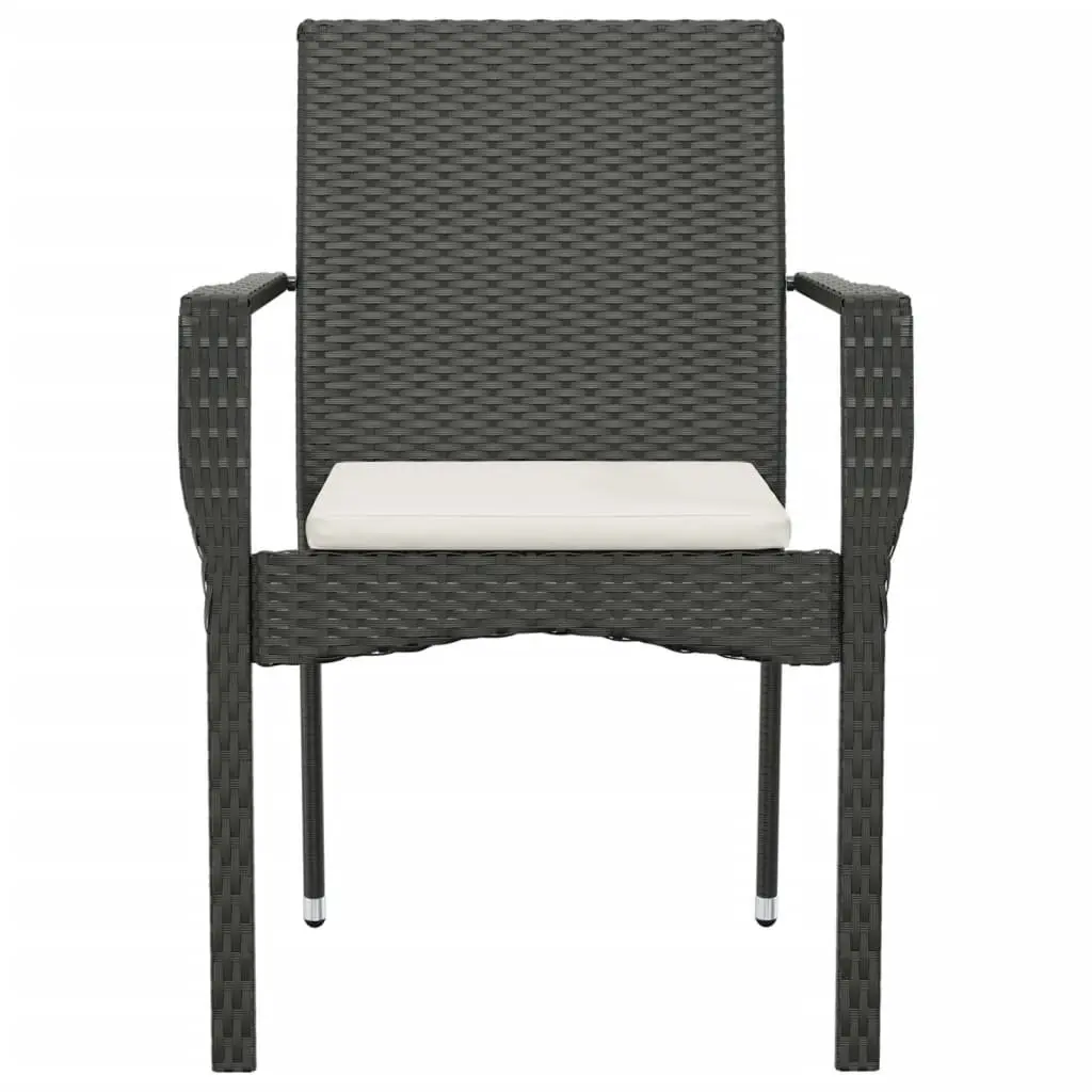 Outdoor Garden Chairs Black Poly Rattan with Cushions 2 Piece
