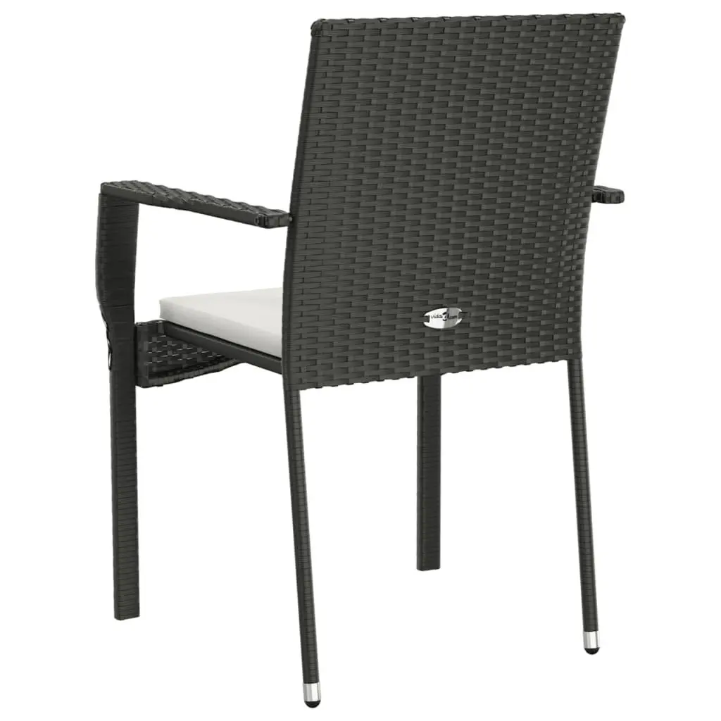 Outdoor Garden Chairs Black Poly Rattan with Cushions 2 Piece