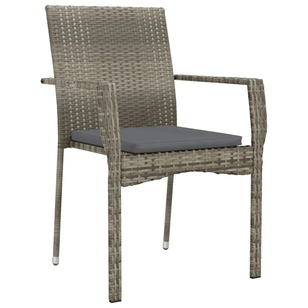 Outdoor Garden Chairs Grey Poly Rattan 2 Piece Seating with Cushions