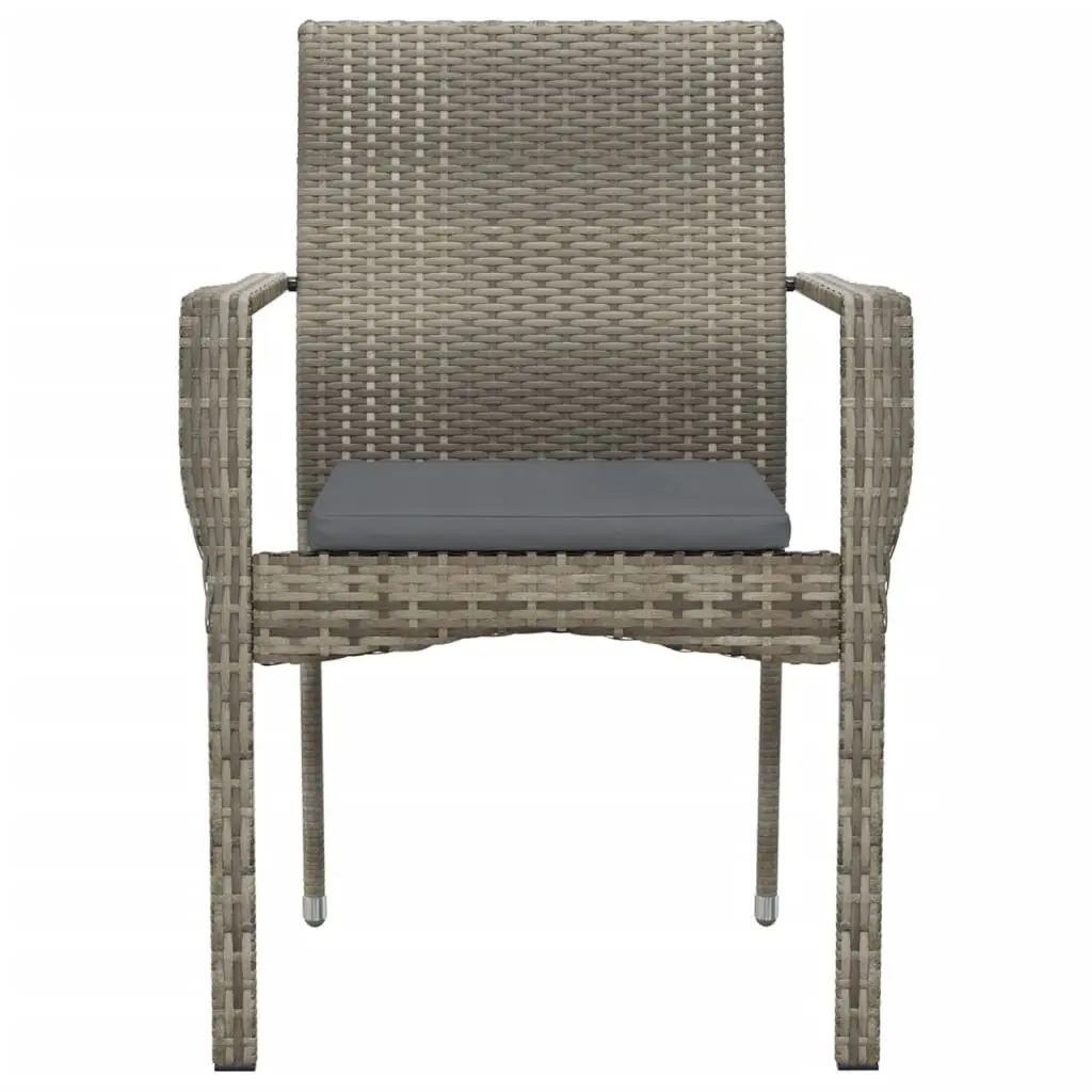 Outdoor Garden Chairs Grey Poly Rattan 2 Piece Seating with Cushions