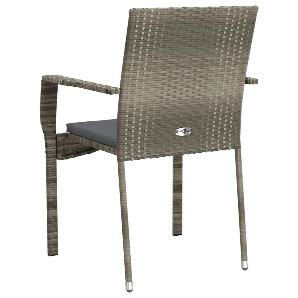 Outdoor Garden Chairs Grey Poly Rattan 2 Piece Seating with Cushions