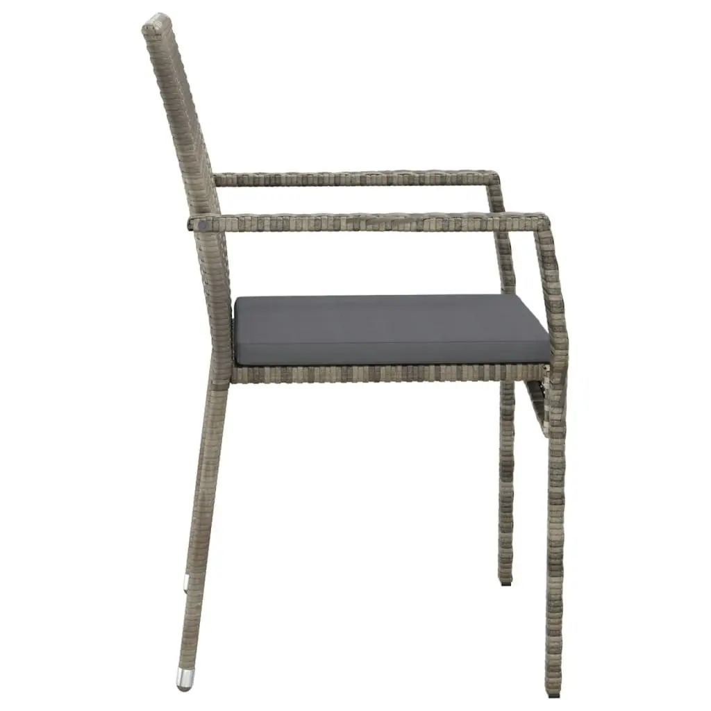 Outdoor Garden Chairs Grey Poly Rattan 2 Piece Seating with Cushions
