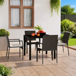 Welcome Comfort with 4 Black Outdoor Garden Chairs