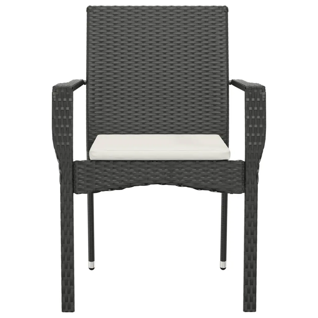 Outdoor Garden Chairs Set Black Poly Rattan 4 Pieces with Cushions