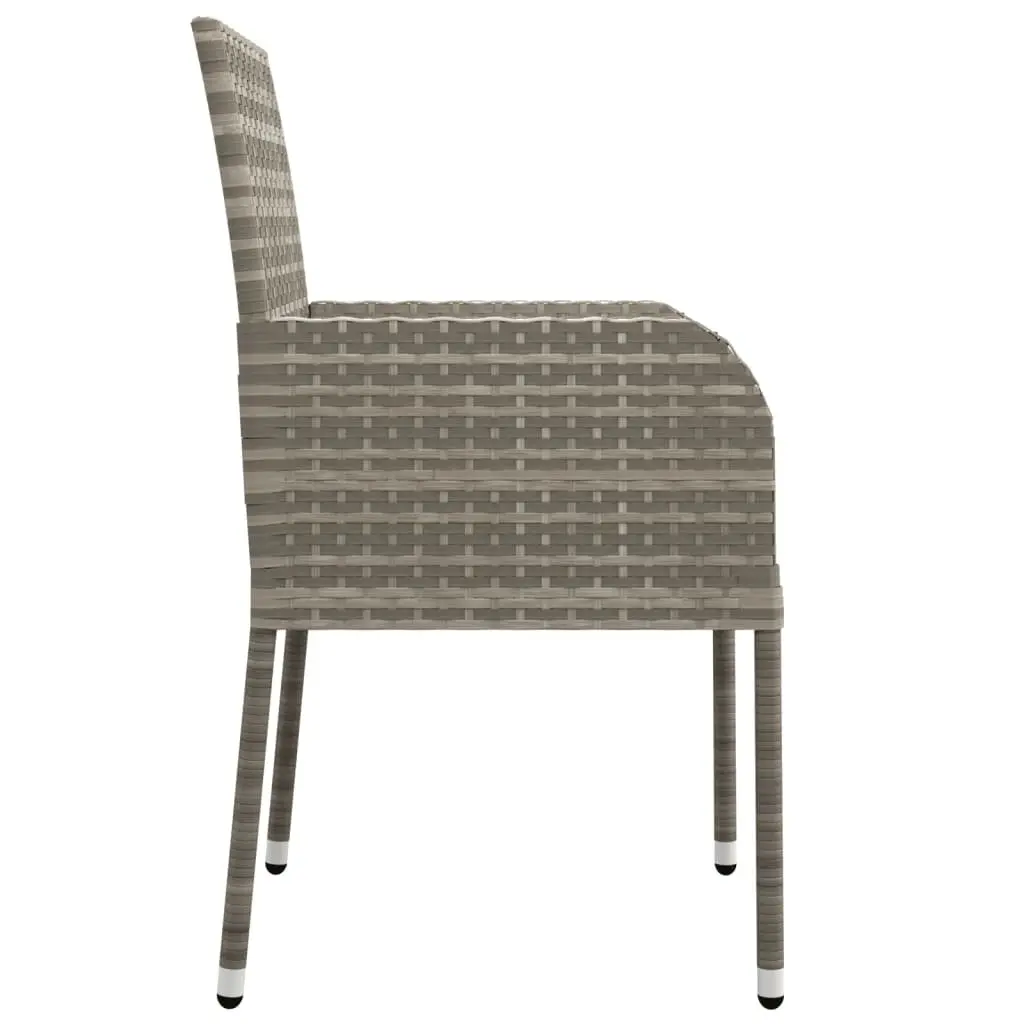 Outdoor Garden Chairs Grey Poly Rattan Set 2 pcs Cushioned Patio Seating