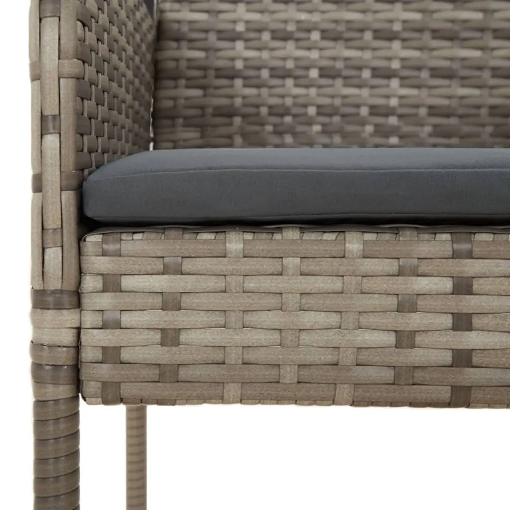 Outdoor Garden Chairs Grey Poly Rattan Set 2 pcs Cushioned Patio Seating