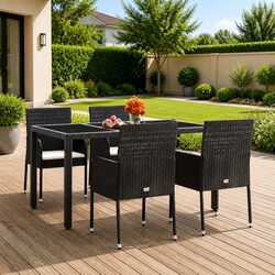 Friendly 4-Piece Black Rattan Outdoor Chairs Set