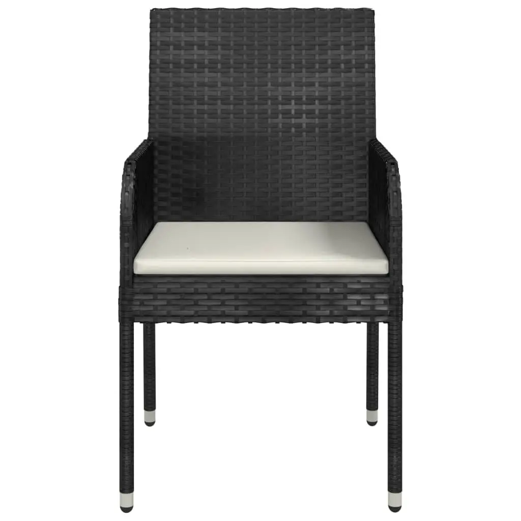 Outdoor Garden Chairs Set 4 Pieces Black Poly Rattan with Cushions Patio Seating