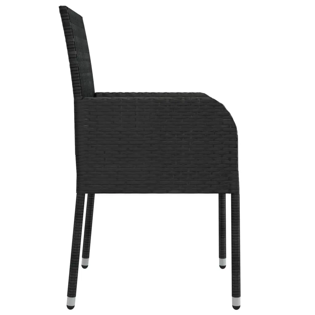 Outdoor Garden Chairs Set 4 Pieces Black Poly Rattan with Cushions Patio Seating