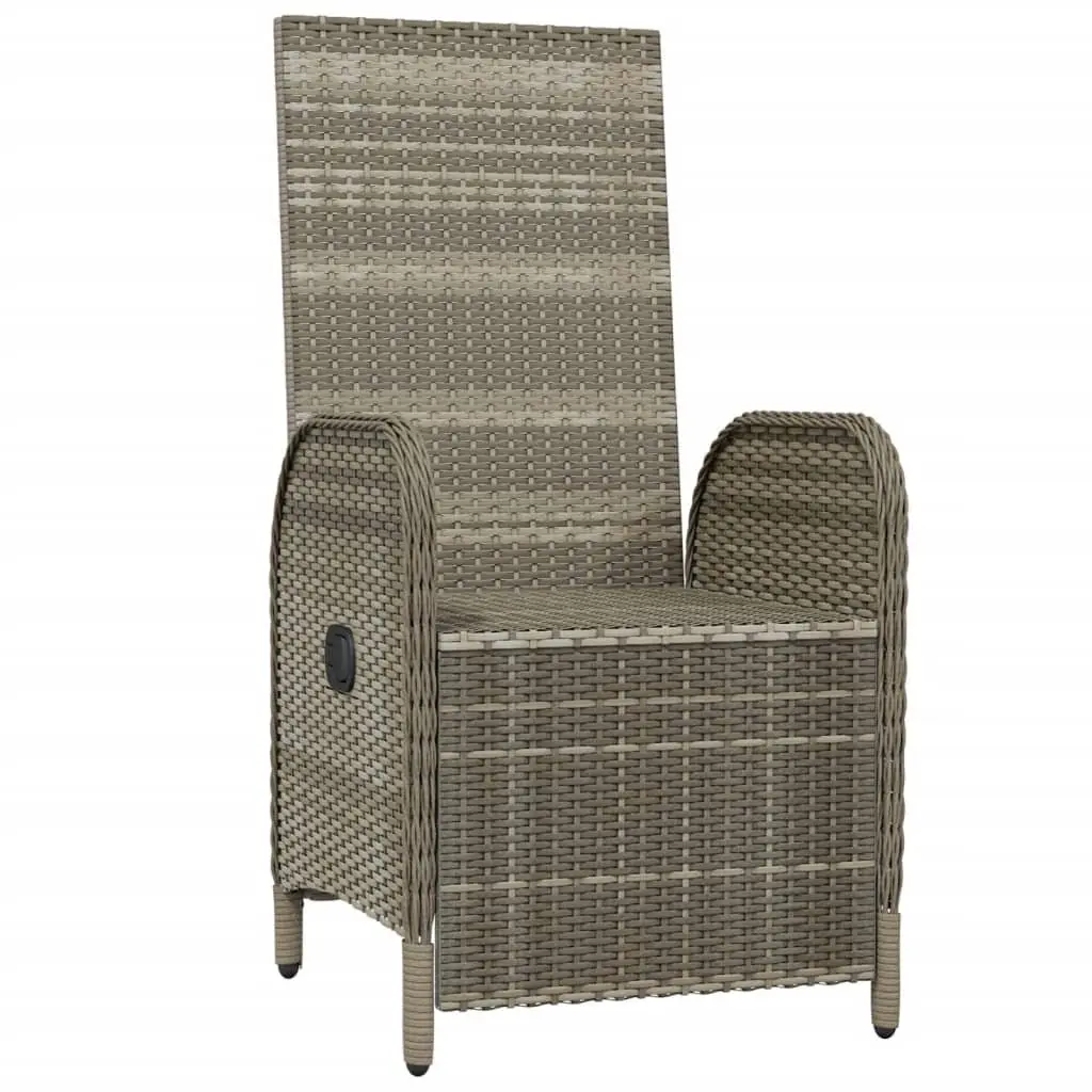 Outdoor Reclining Chairs Adjustable Backrest and Footrest 2 pcs Set Grey
