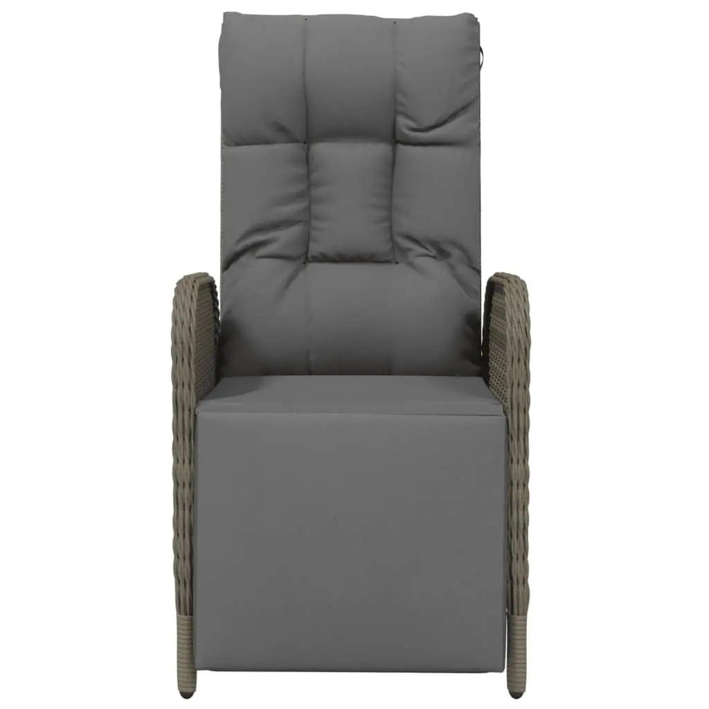 Outdoor Reclining Chairs Adjustable Backrest and Footrest 2 pcs Set Grey