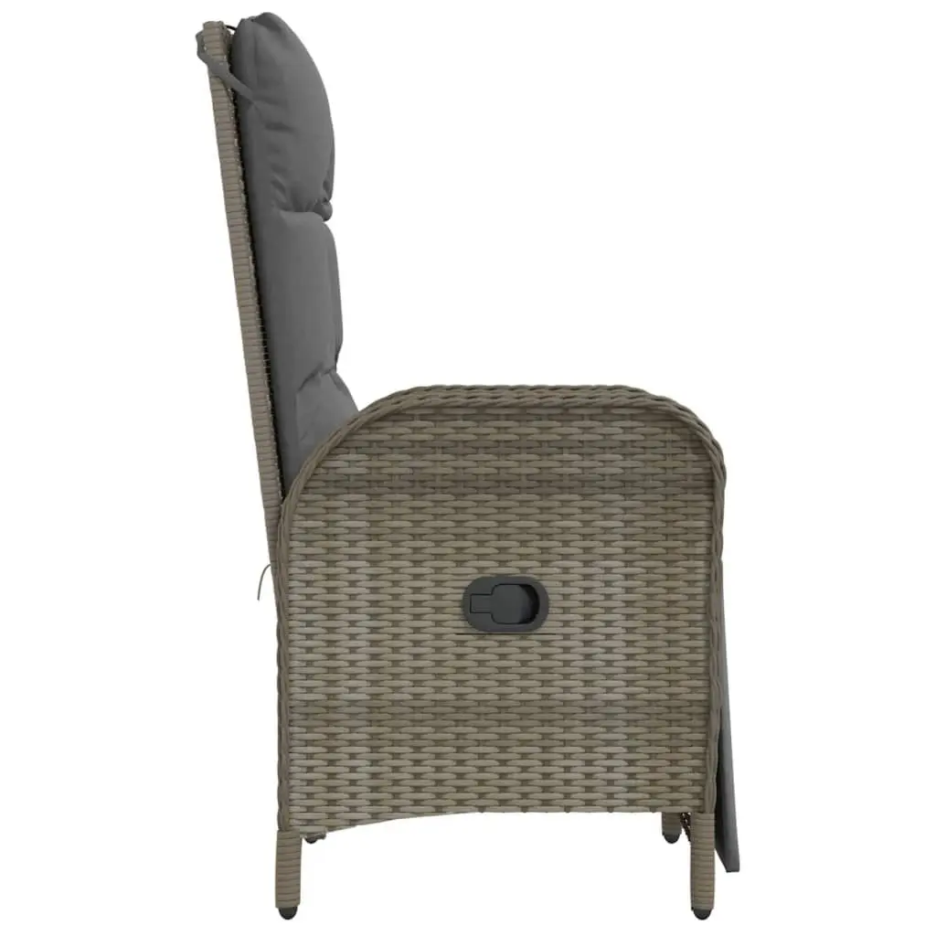 Outdoor Reclining Chairs Adjustable Backrest and Footrest 2 pcs Set Grey