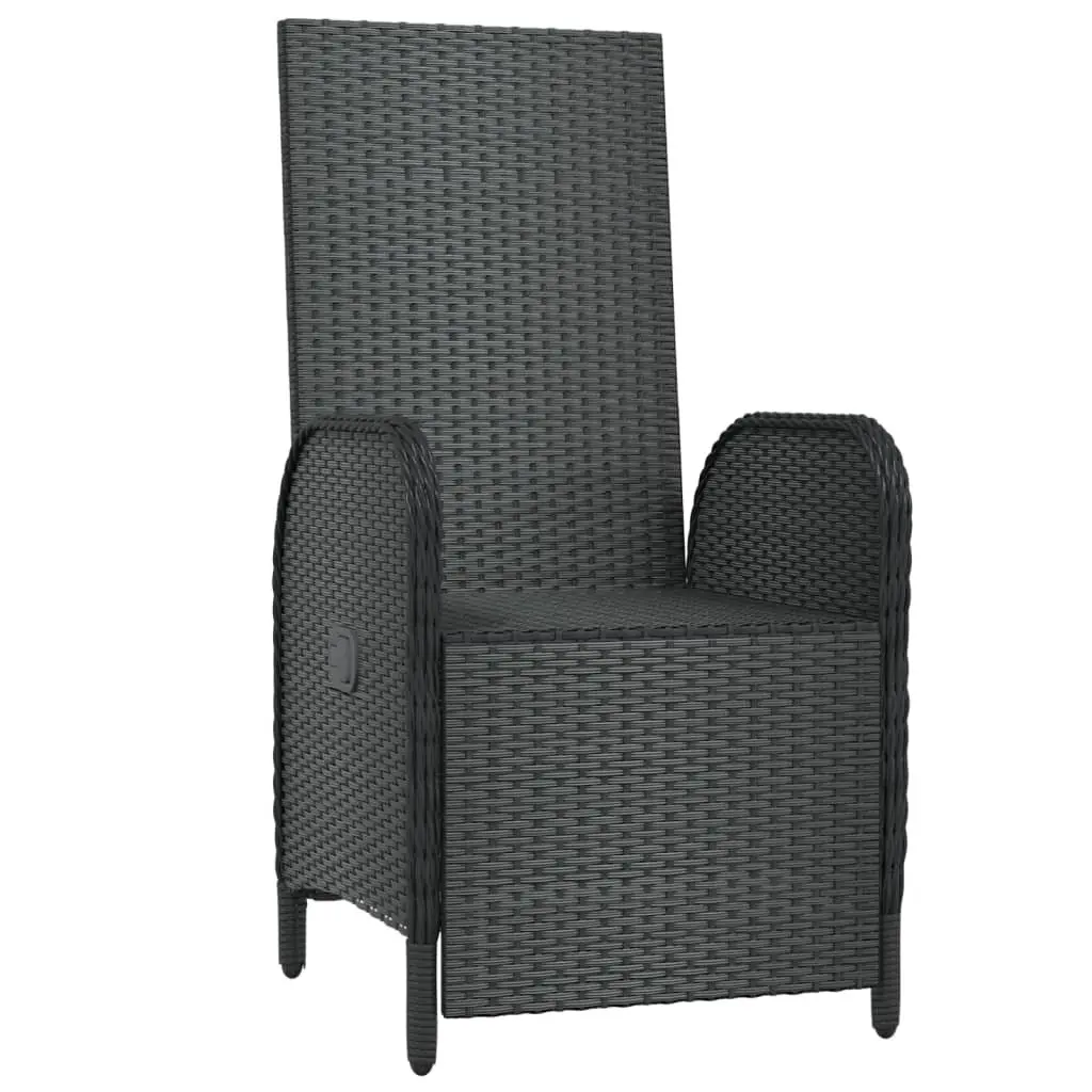 Outdoor Reclining Chairs 2 pcs Garden Seating with Cushions Black