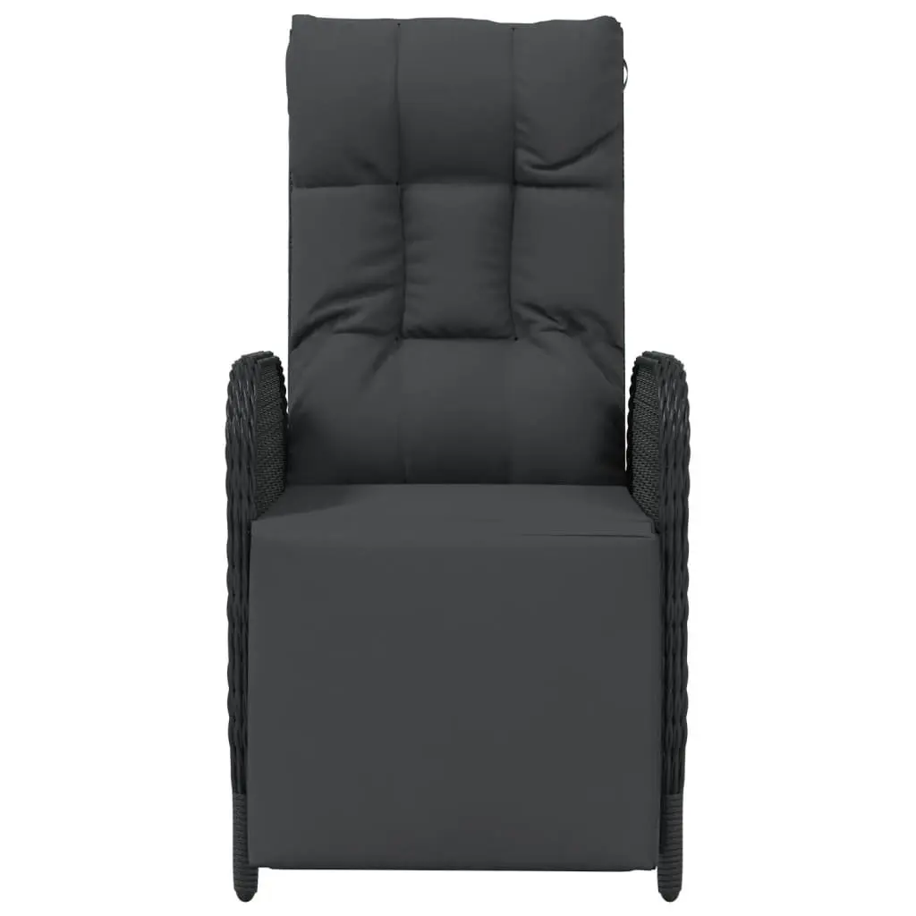 Outdoor Reclining Chairs 2 pcs Garden Seating with Cushions Black