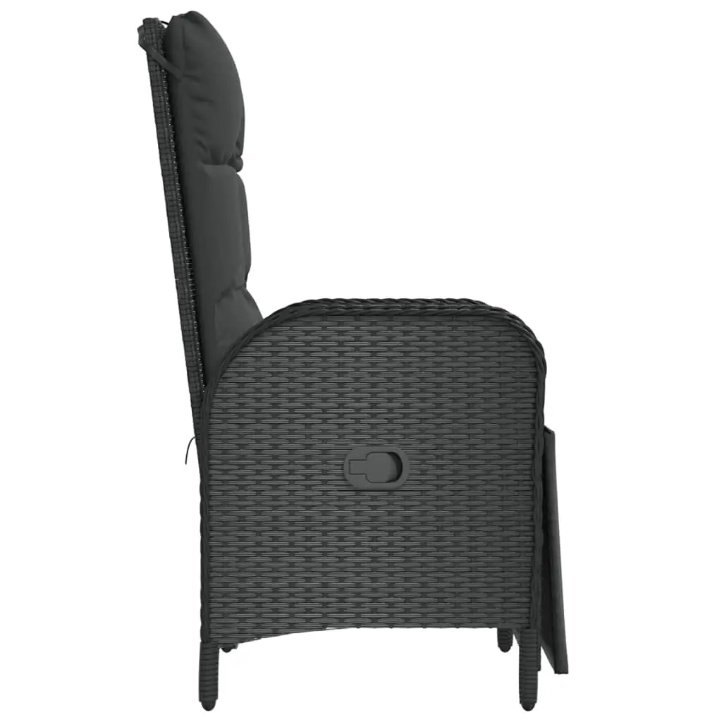 Outdoor Reclining Chairs 2 pcs Garden Seating with Cushions Black