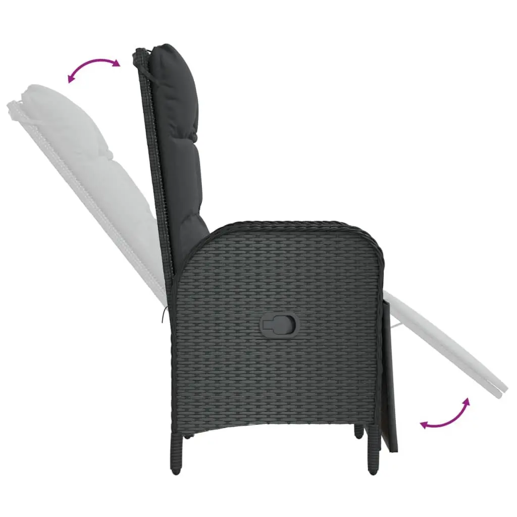 Outdoor Reclining Chairs 2 pcs Garden Seating with Cushions Black