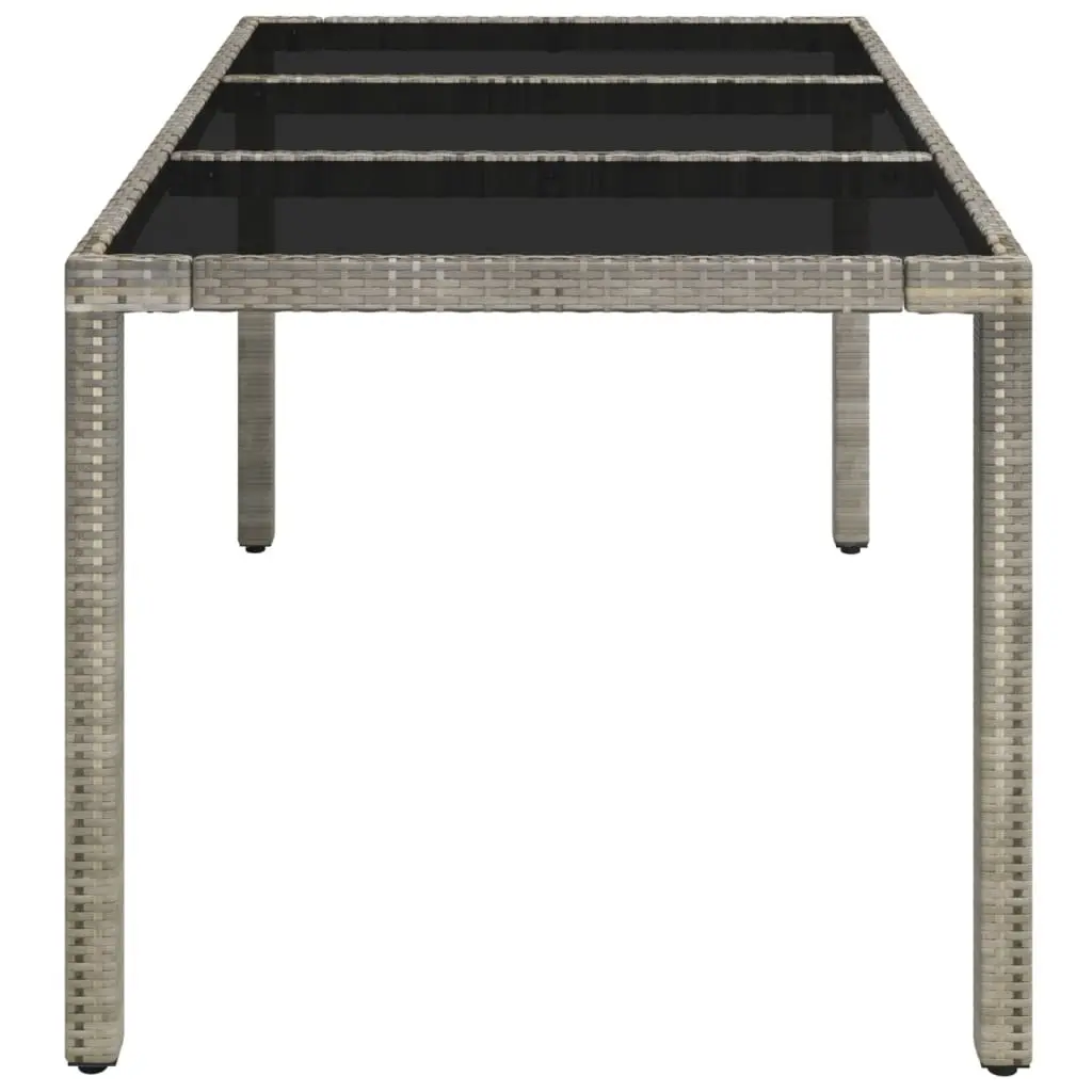 Outdoor Garden Table Glass Top Grey Poly Rattan Patio Furniture 150x90x75cm