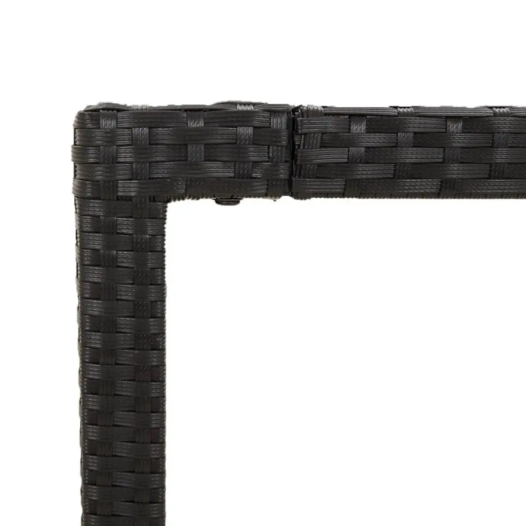 Outdoor Garden Table Black Poly Rattan Tempered Glass Top 190x90cm