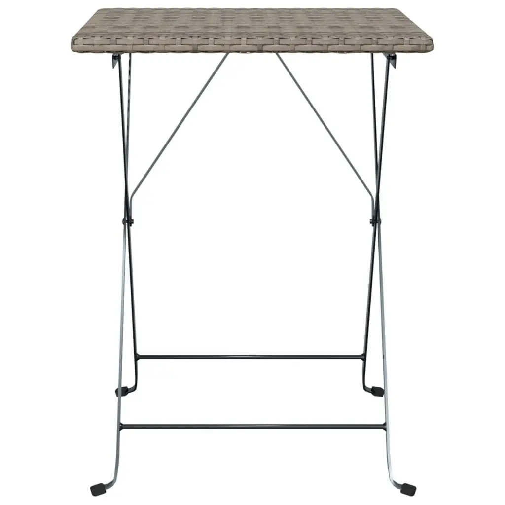 Folding Bistro Table Compact Grey Outdoor Furniture Poly Rattan Steel Frame 55x54x71cm