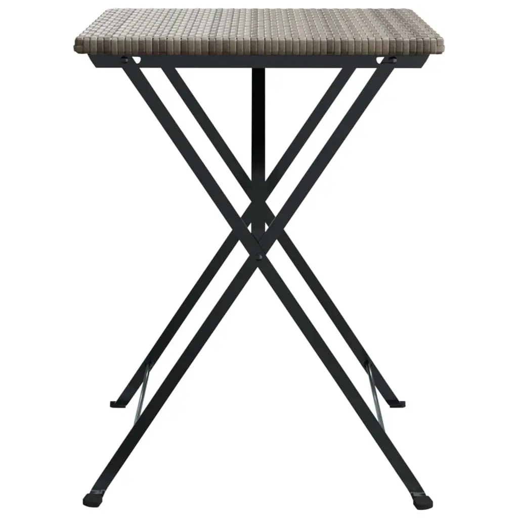 Folding Bistro Table Compact Grey Outdoor Furniture Poly Rattan Steel Frame 55x54x71cm
